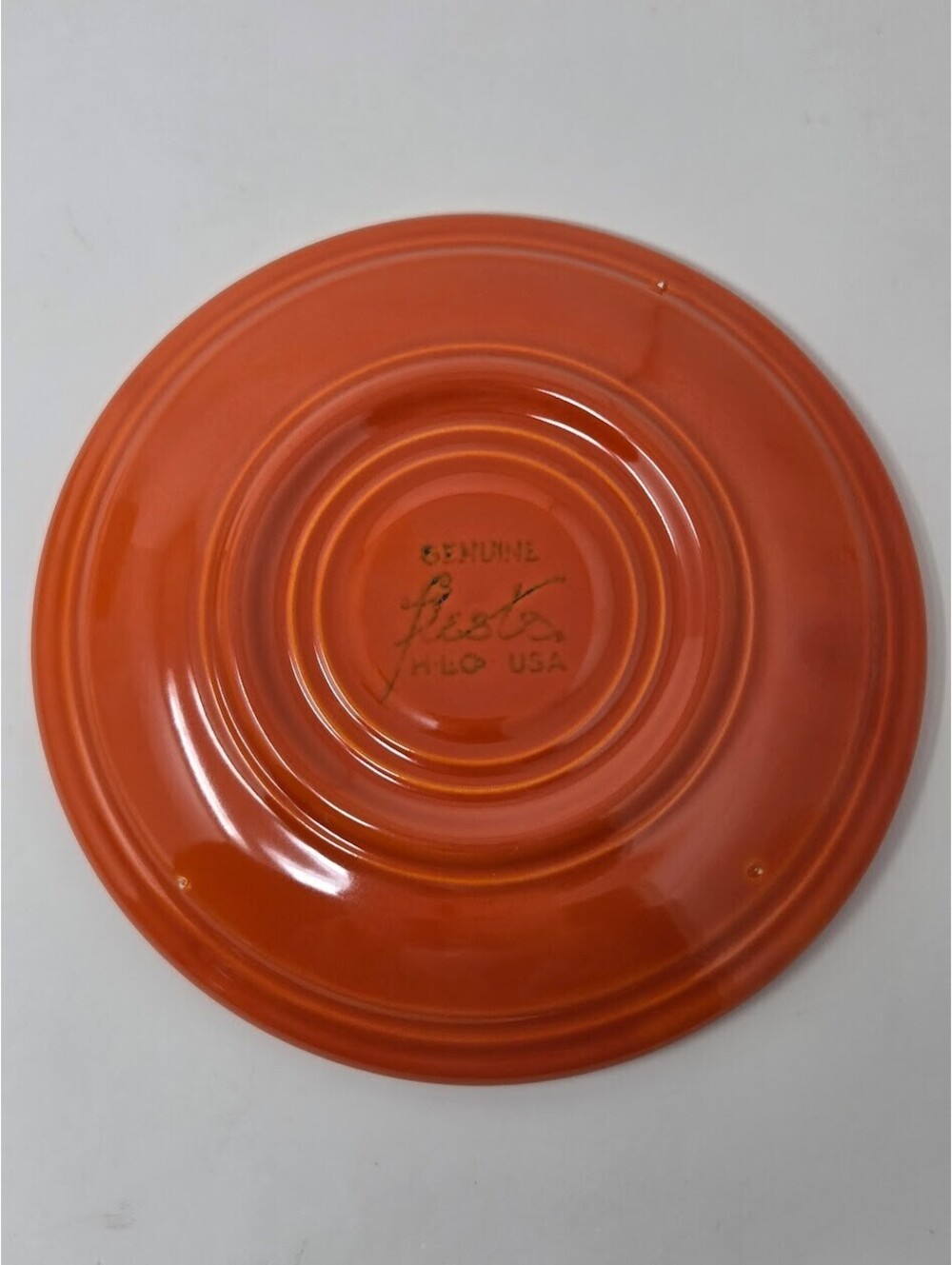 Vintage 1936 Genuine Fiesta HLC USA Red Saucer Plate 6 Inch Concentric Rings